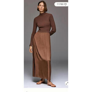 Anthropologie Thea Long Sleeve Twofer Sweater Dress Brown Small